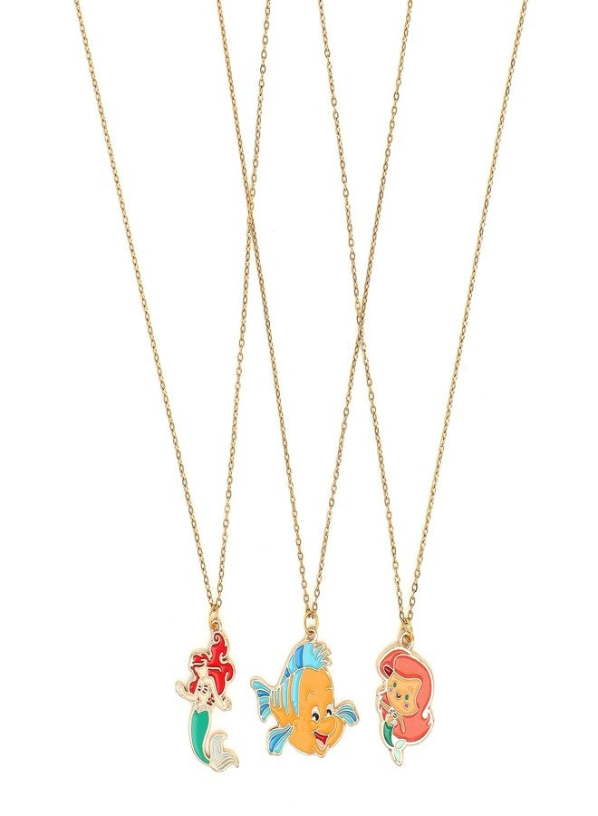 El Regalo 3 PCS Kids Girls Necklace Set with Mermaid Fish Tail Princess & Fish Charms Gifts Jewelry for Best Friends - Image 1